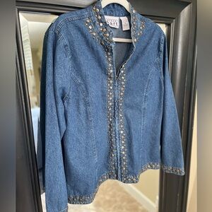 VTG KEREN hart Embellished‎ Denim Zip Up Shacket